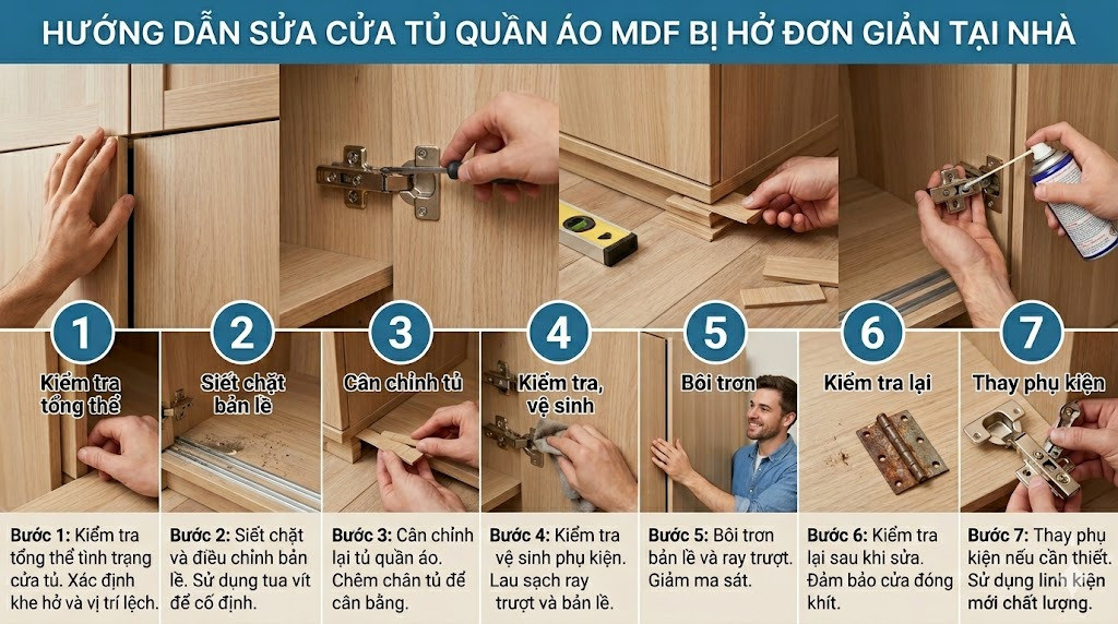 Hướng dẫn cách sửa cửa tủ quần áo