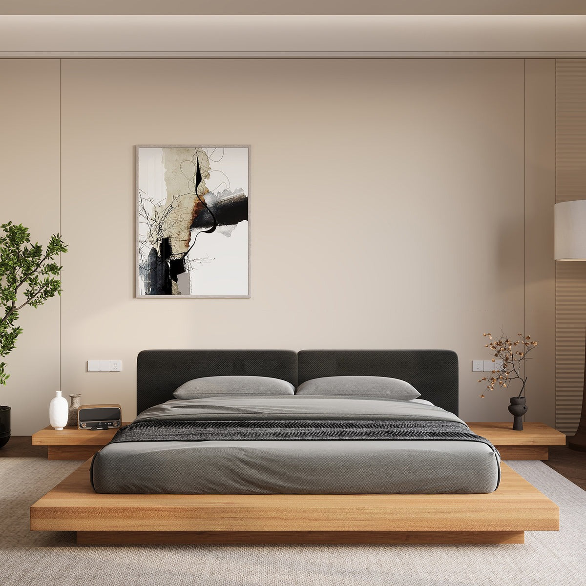 Ưu tiên những mẫu giường kiểu Nhật có thiết kế đầu giường tiện dụng
