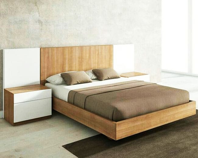 Giường MDF treo chân, kiểu dáng thẳng gọn và đầu giường cỡ lớn