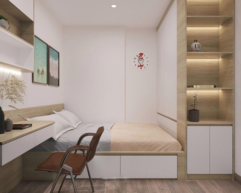  Giường liền tủ kết hợp bàn học và giá sách treo tường