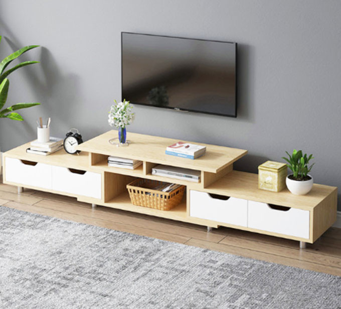  Kệ tivi 1m8 mặt lệch tầng, thiết kế lạ mắt