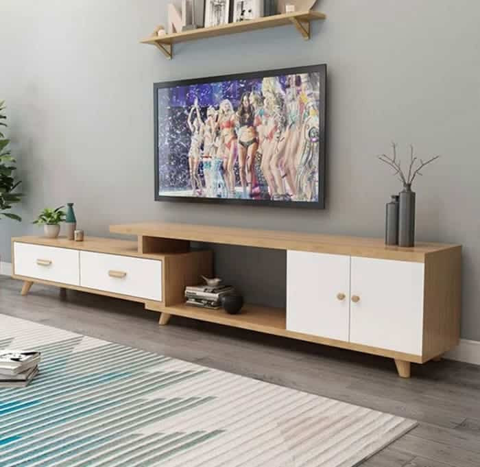  Kệ tivi 1m8 chân thấp, thiết kế cân đối