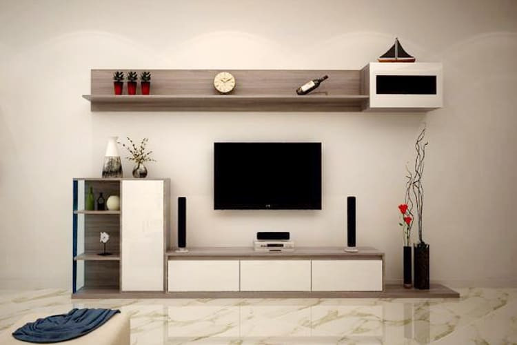 Kệ tivi liền kệ trang trí kết hợp nhiều ngăn