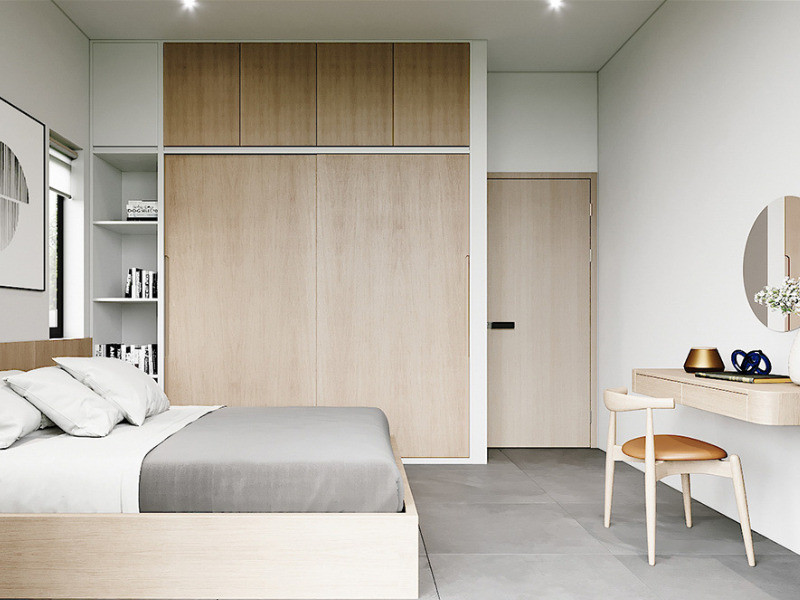 Khoảng cách giữa tủ âm tường và giường ngủ