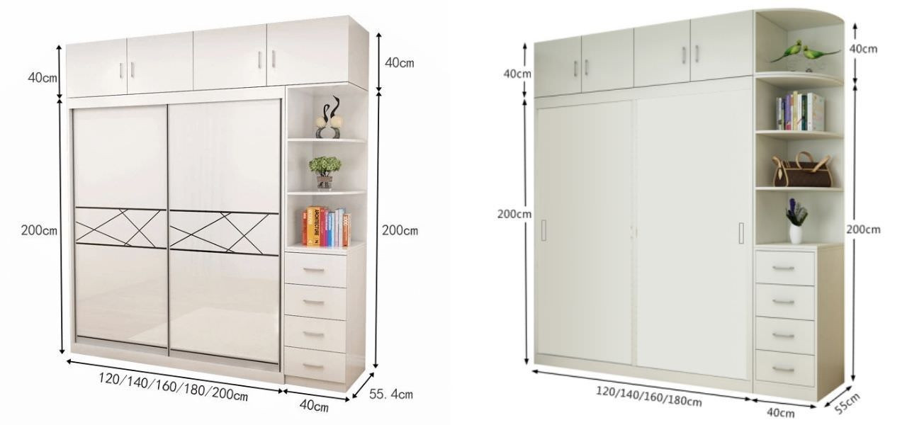 Kích thước các ngăn bên trong tủ quần áo kịch trần