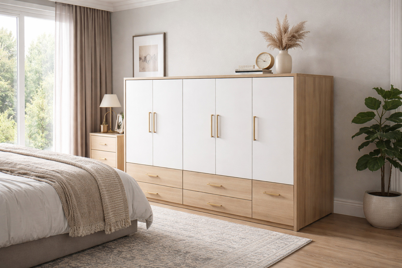 Không đặt tủ quần áo đối diện giường ngủ