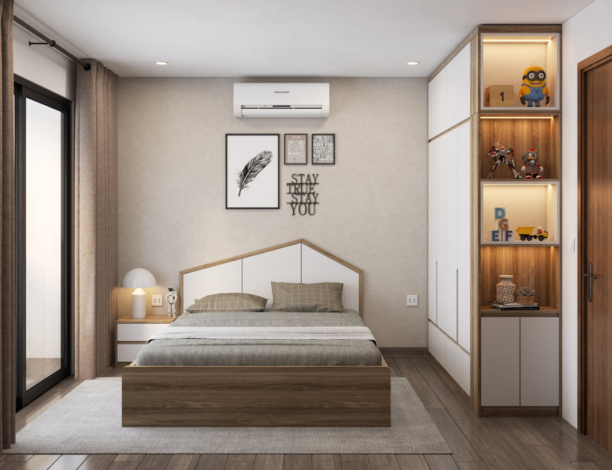 Mẫu phòng ngủ bé trai sử dụng nội thất liền khối