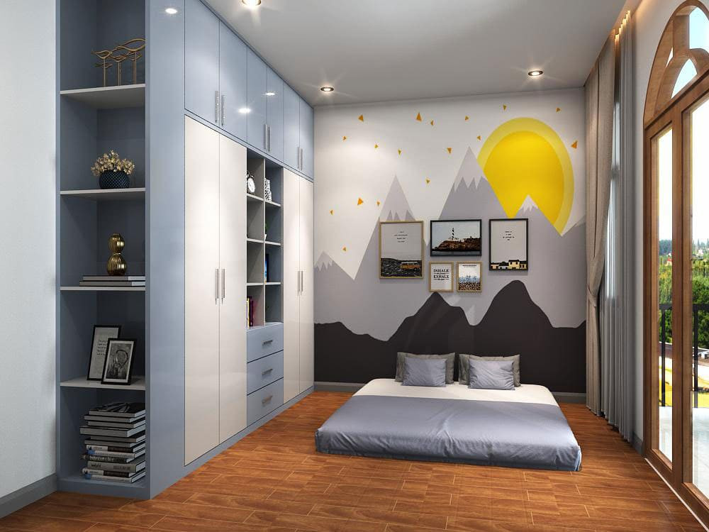 Mẫu phòng ngủ bé trai phong cách hiện đại tối giản