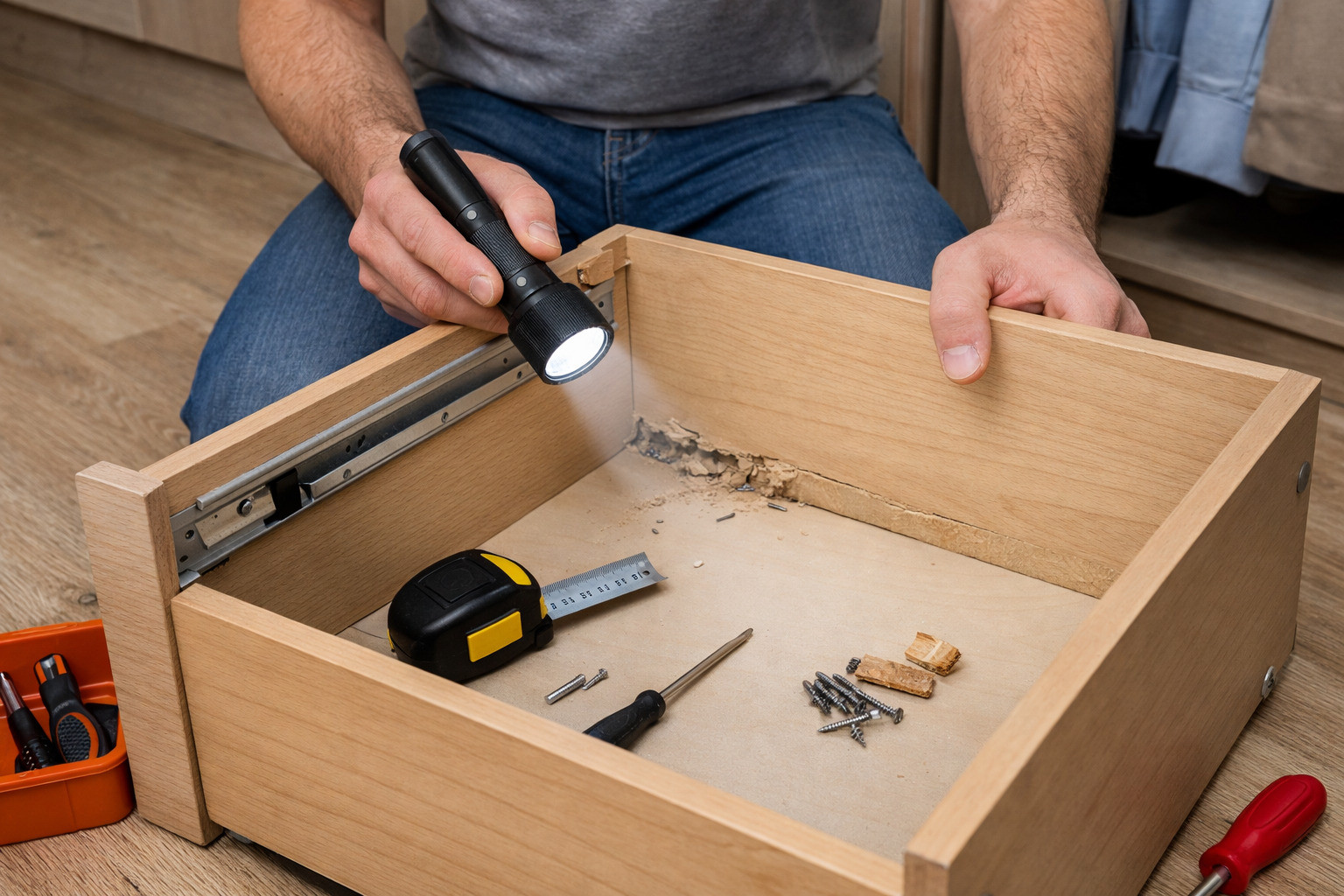 Tháo ngăn kéo và kiểm tra tổng thể