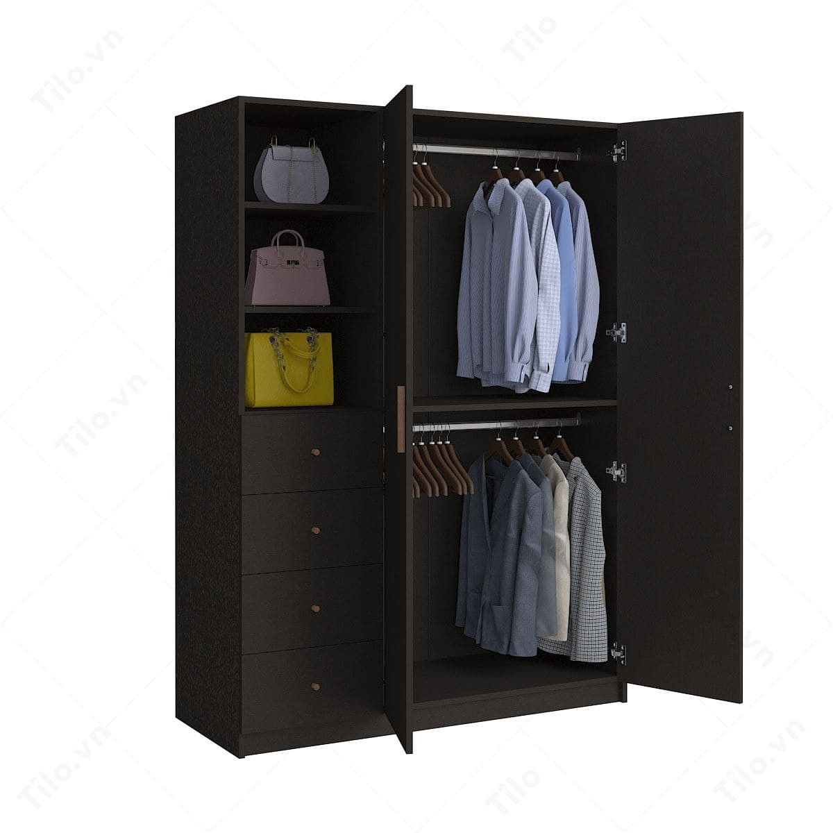 Tủ quần áo 1m4 tiết kiệm diện tích nhưng vẫn đủ sức chứa