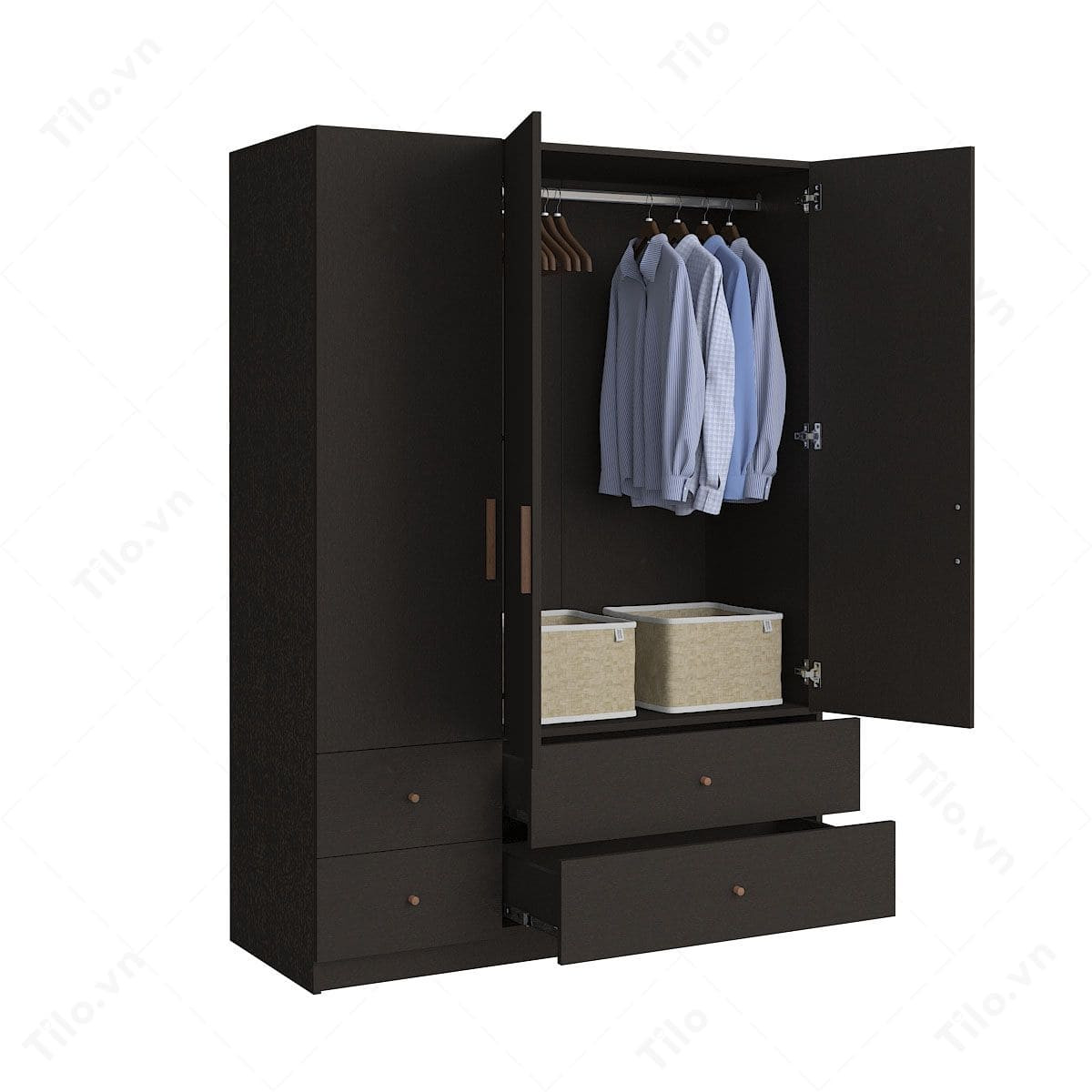 Tủ quần áo 1m4 MDF hộc kéo tích hợp tiện dụng