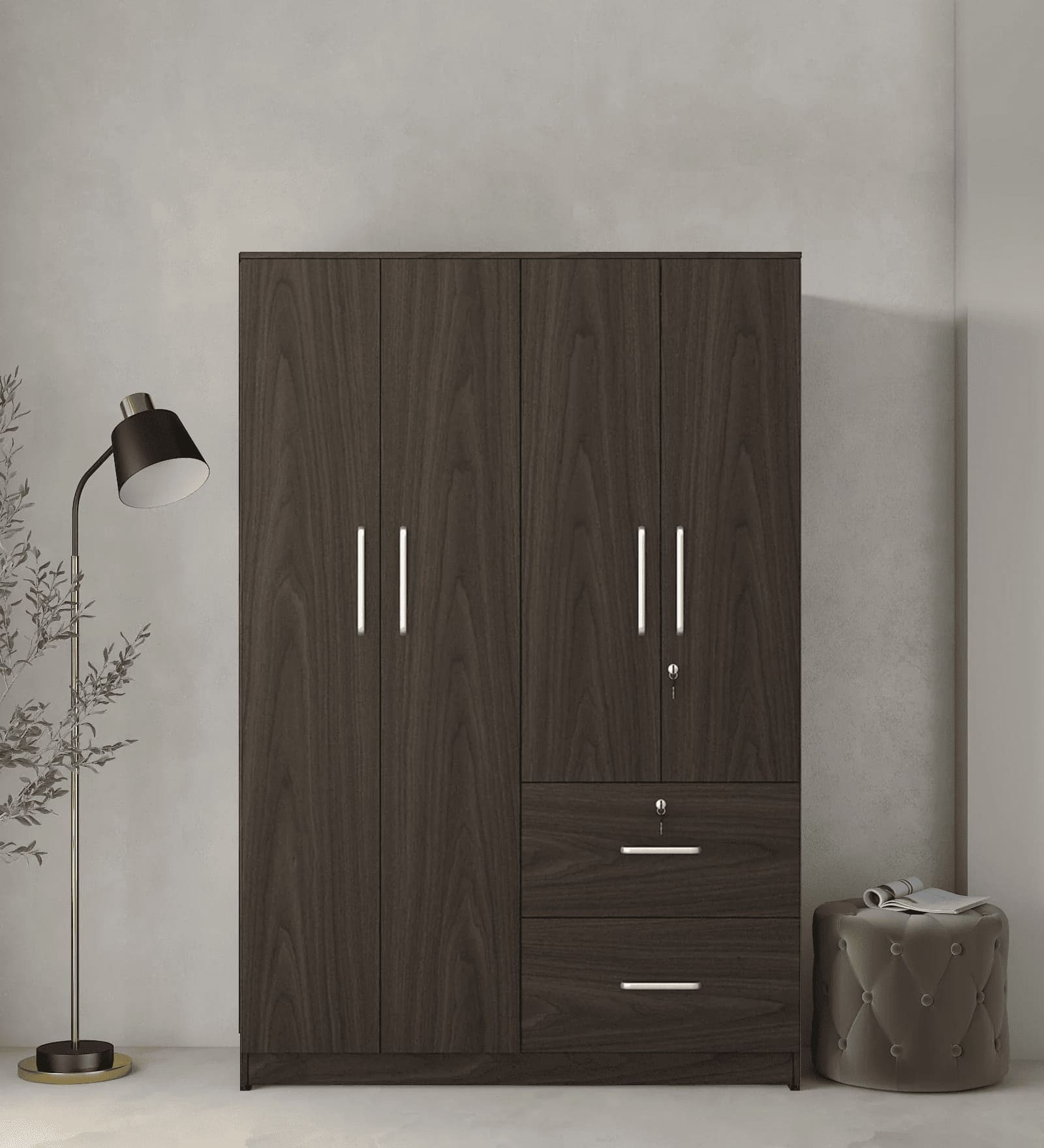 Tủ quần áo 1m8 3 cánh tone màu gỗ sẫm