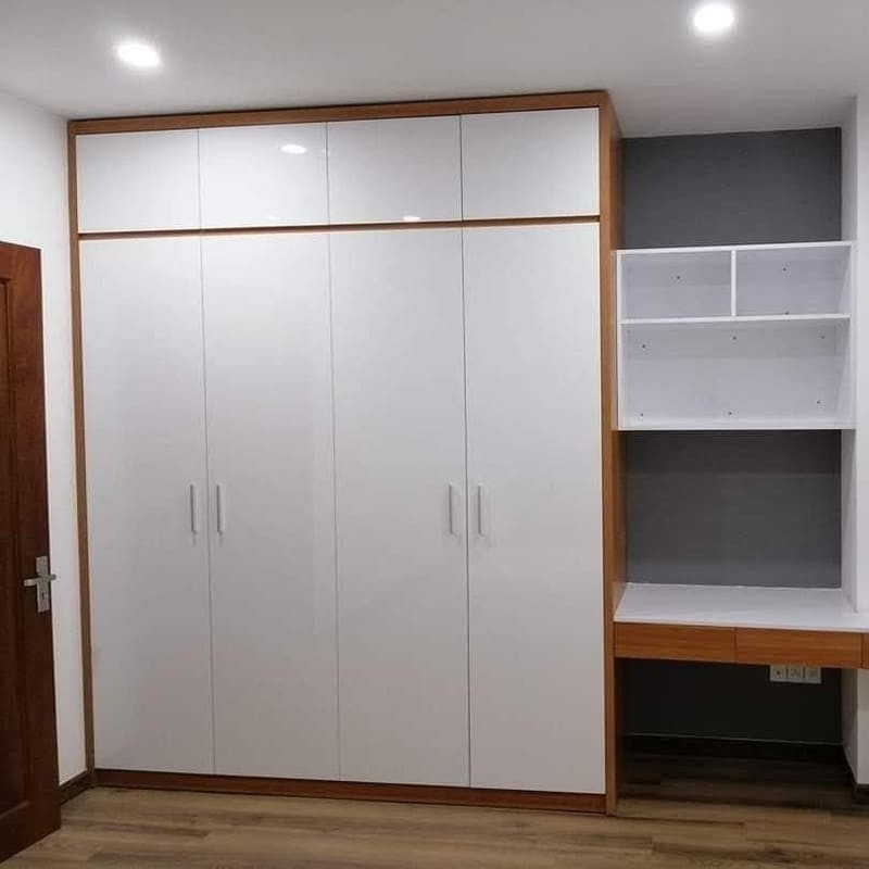 Tủ quần áo 2 tầng cánh mở kết hợp bàn làm việc