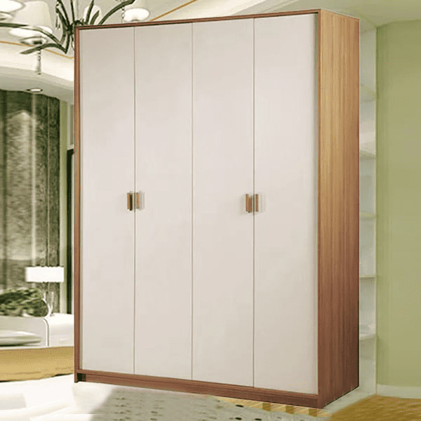 Mẫu tủ 4 cánh liền khối mặt trơn đơn giản
