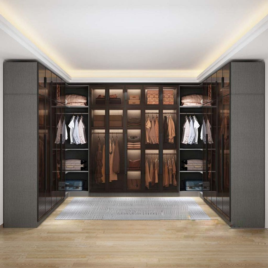 Mẫu tủ chữ U kết hợp kính