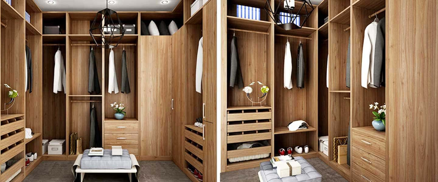 Mẫu tủ chữ U vân gỗ tự nhiên