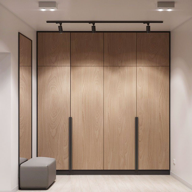 Mẫu tủ quần áo full tường bề mặt vân gỗ