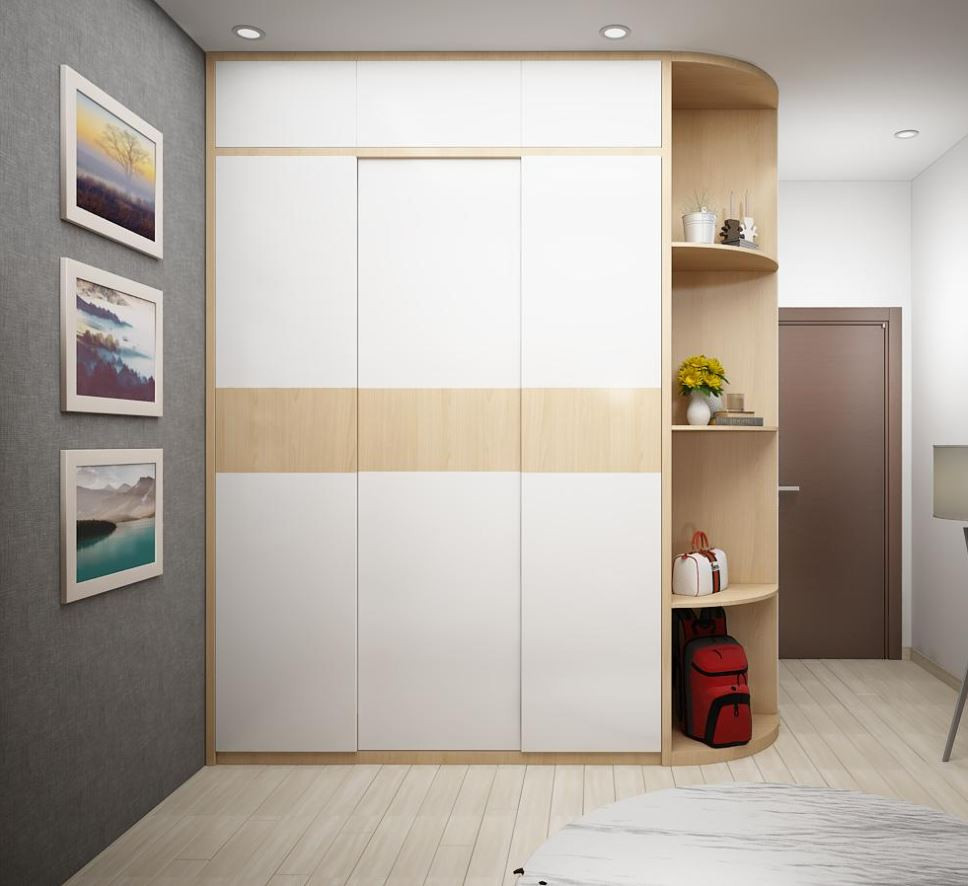  Tủ kịch trần tối giản bo tròn góc kết hợp kệ trang trí