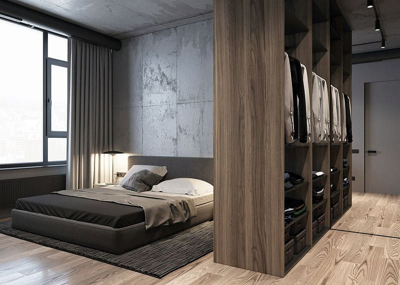 Tủ quần áo làm vách ngăn phòng ngủ đẹp, tối ưu không gian