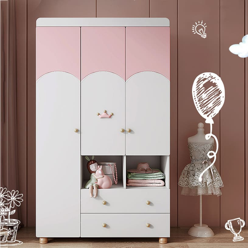 Tủ quần áo hồng trắng phong cách công chúa
