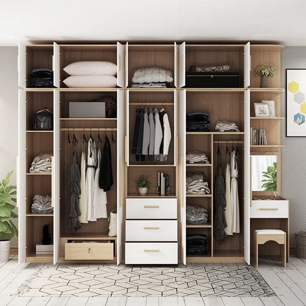 Tủ quần áo nhiều ngăn kết hợp gương soi