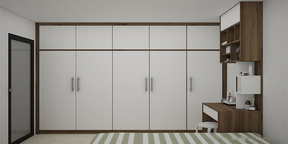Tủ âm tường kết hợp bàn trang điểm liền kề