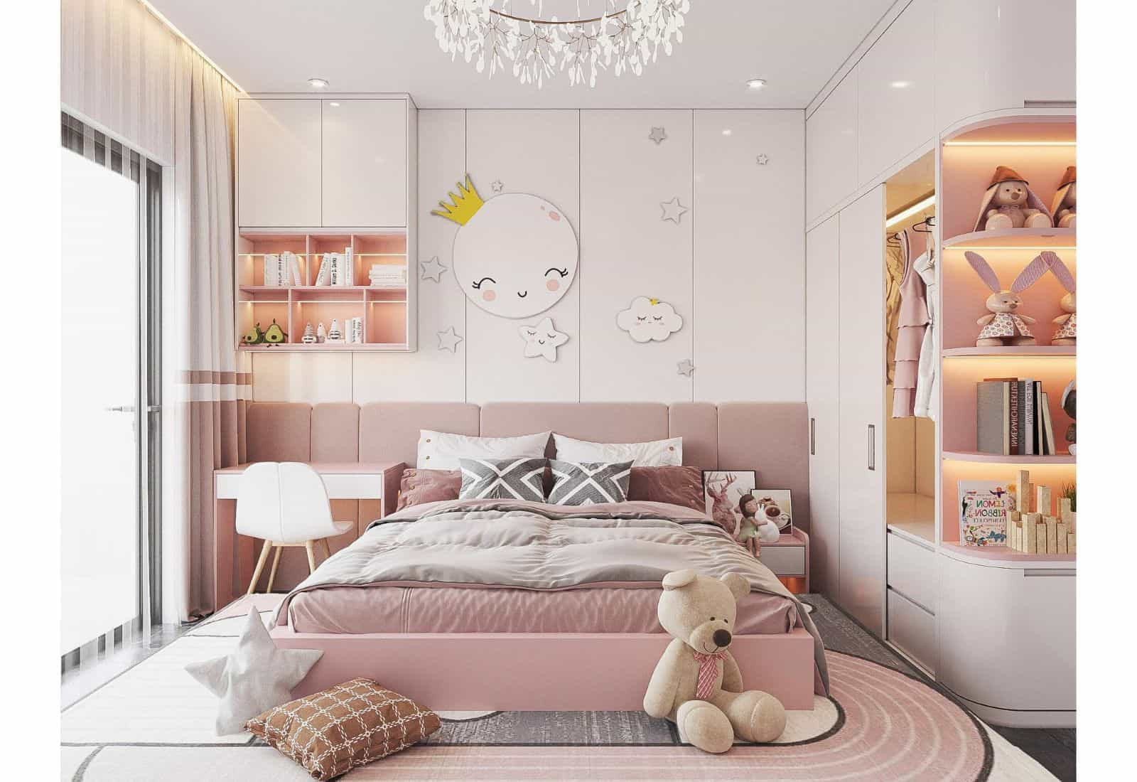 Ý tưởng decor phòng ngủ tone hồng nhẹ nhàng, nữ tính