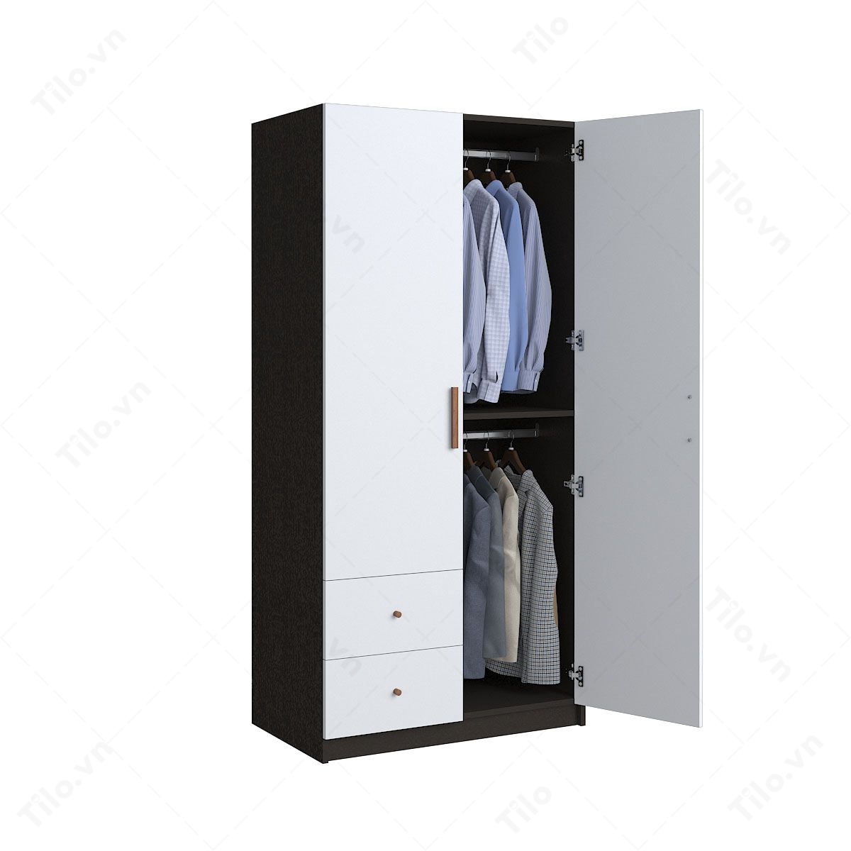 tủ áo 2 cánh gỗ công nghiệp hiện đại
