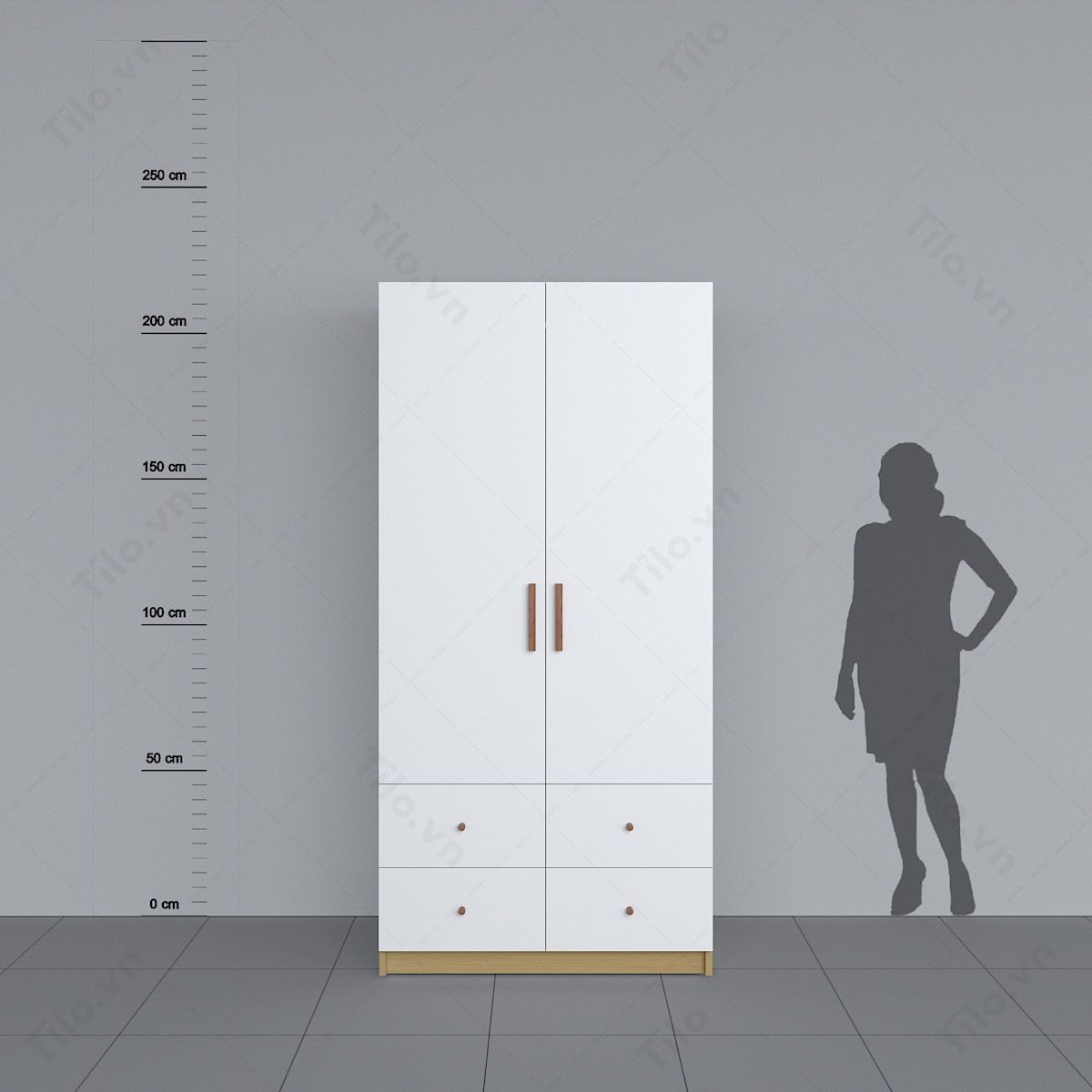 tủ quần áo 2 buồng gỗ công nghiệp