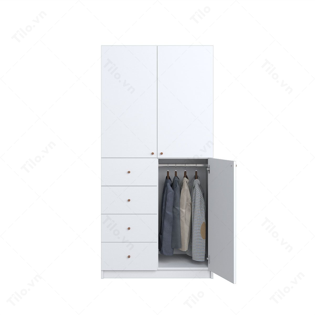 tủ quần áo 2 buồng màu trắng