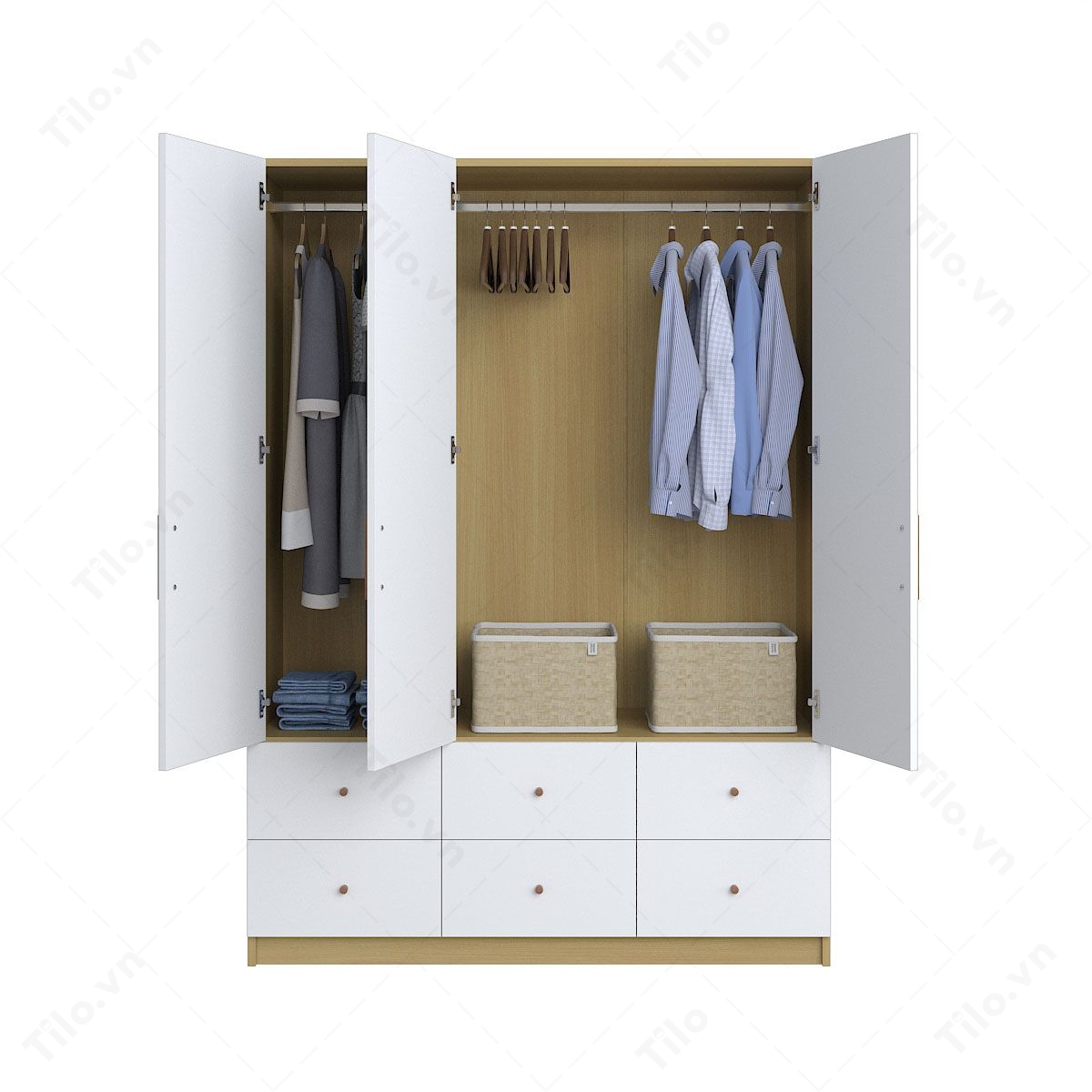Mẫu tủ quần áo 3 buồng hiện đại trẻ trung