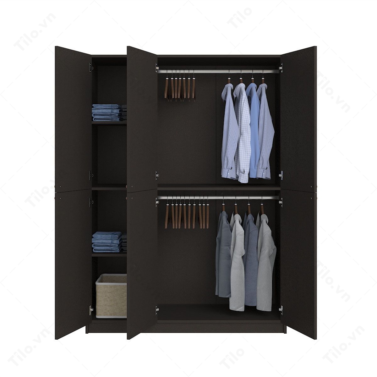 Mẫu tủ quần áo gỗ đẹp màu đen