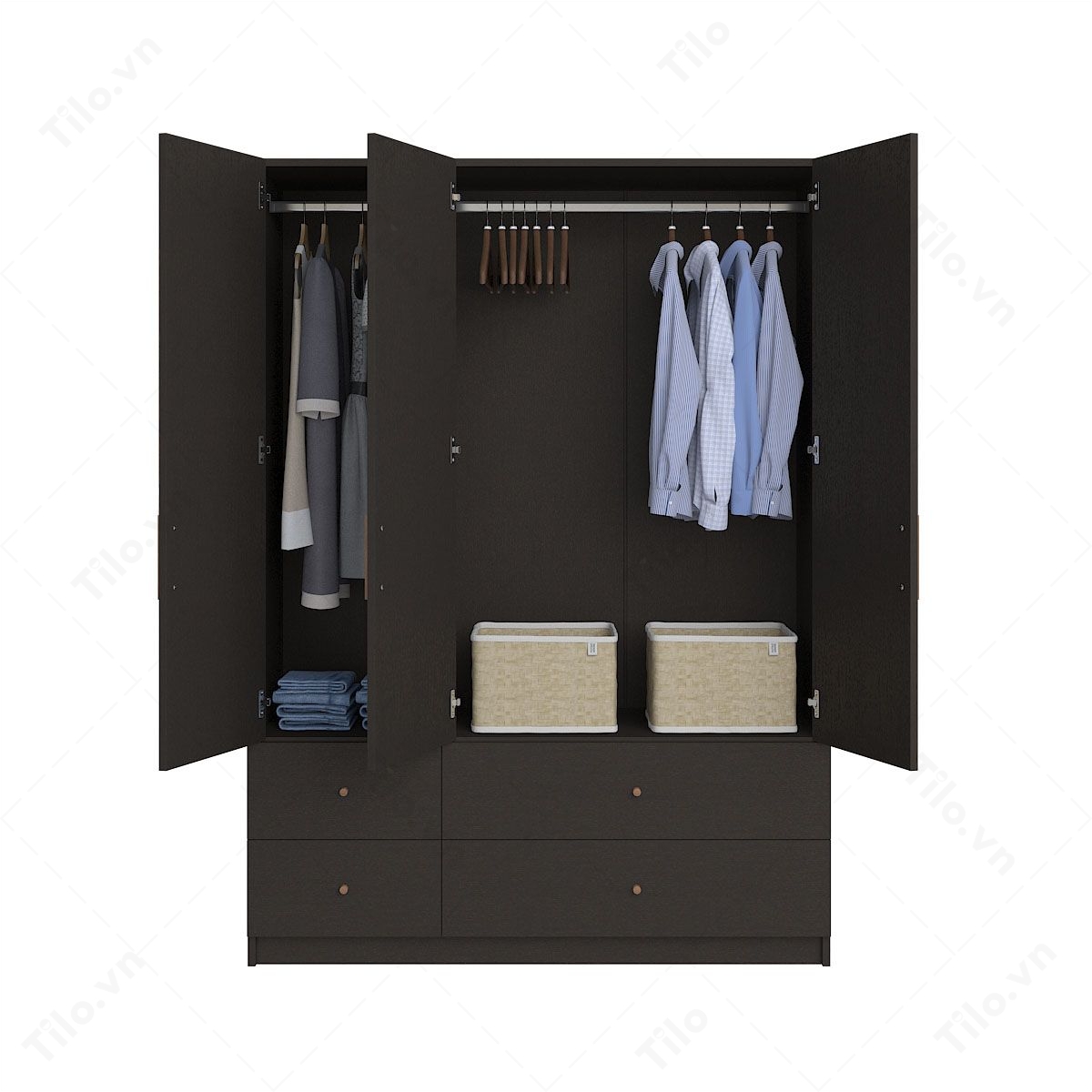 tủ áo 3 cánh đẹp màu đen