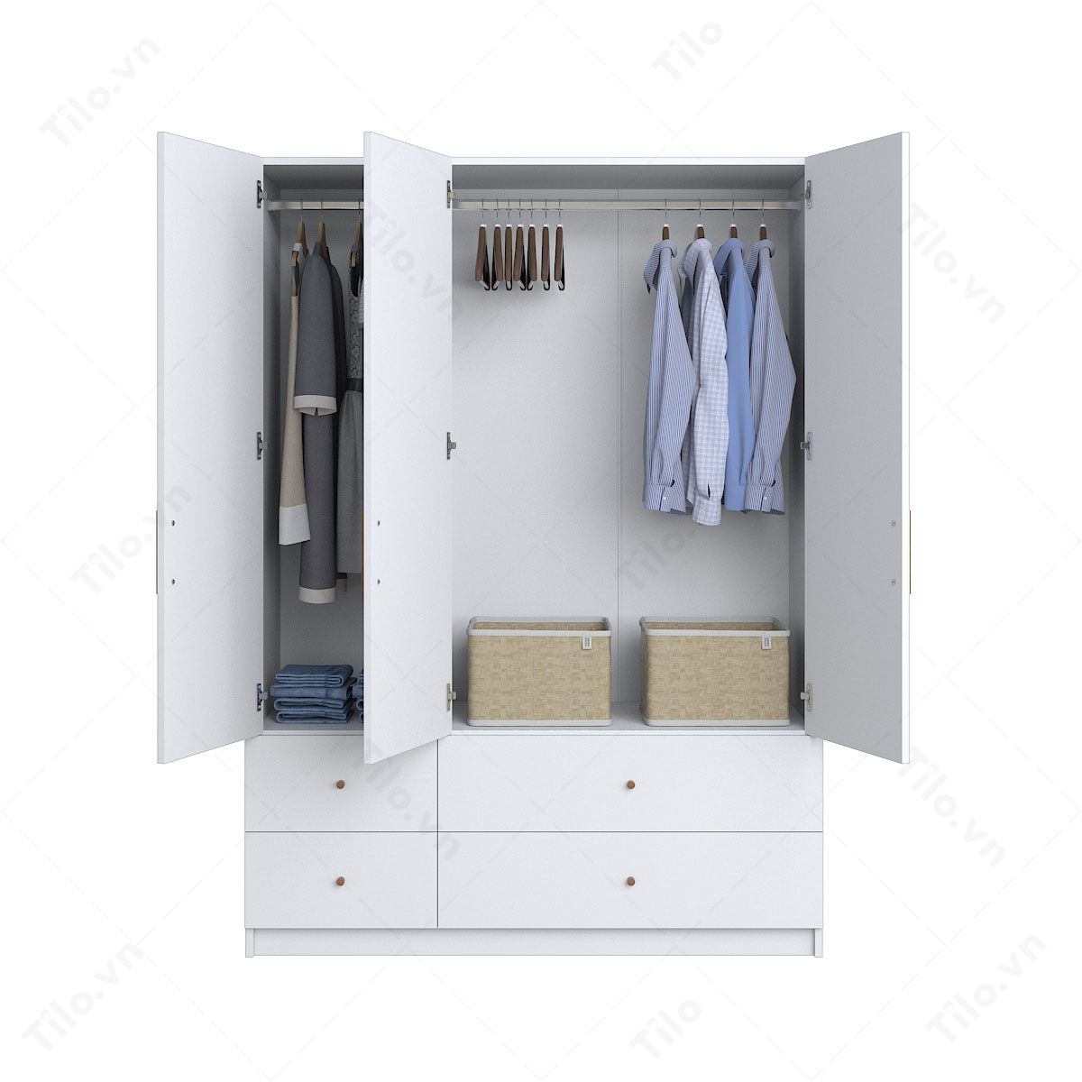 tủ áo 3 cánh đẹp màu trắng