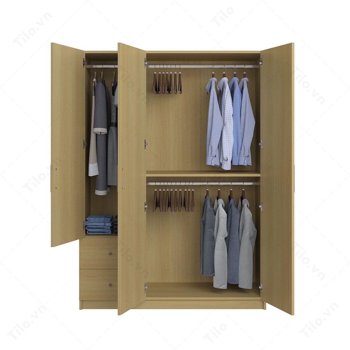 Tủ quần áo 3 buồng màu gỗ sồi