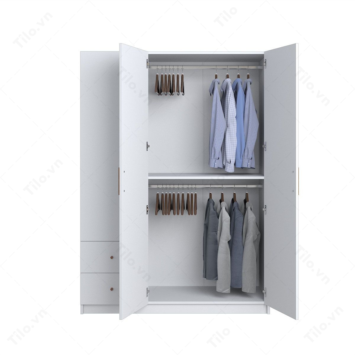 Tủ quần áo 3 buồng màu trắng