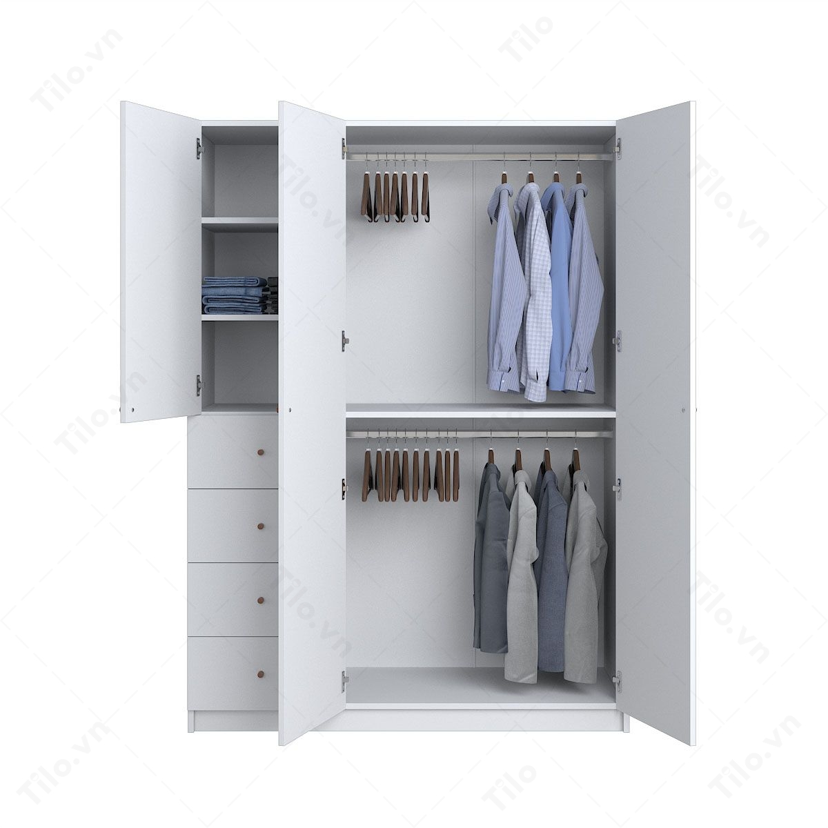 Tủ quần áo 3 cánh màu trắng