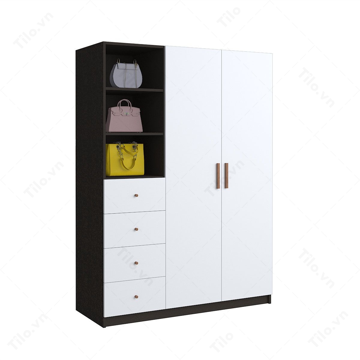 Tủ quần áo 3 ngăn âm tường hiện đại