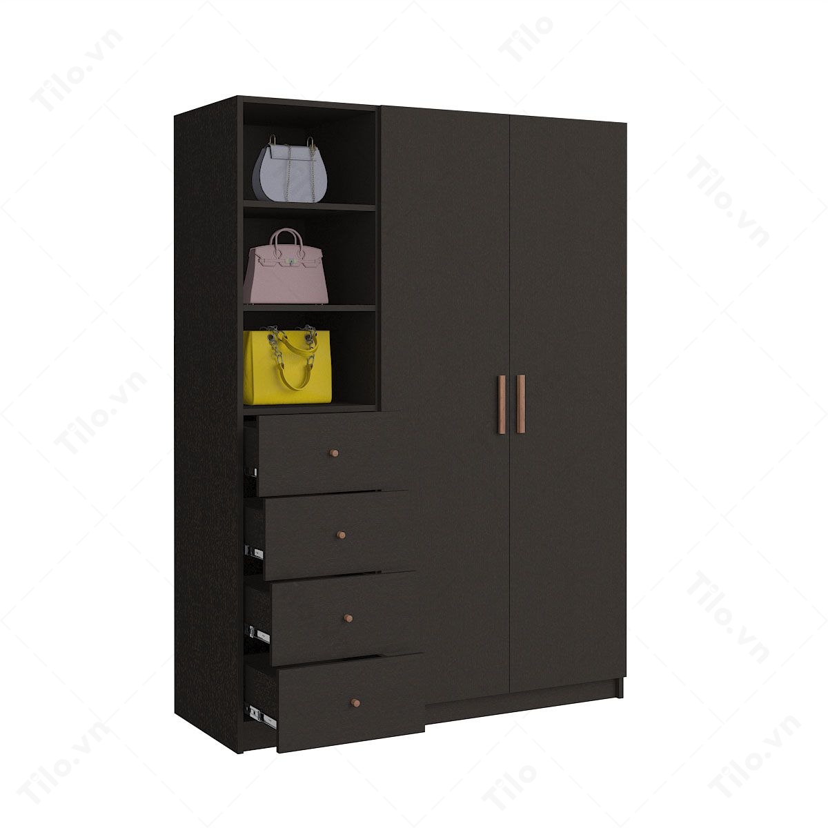 tủ quần áo 3 ngăn màu đen