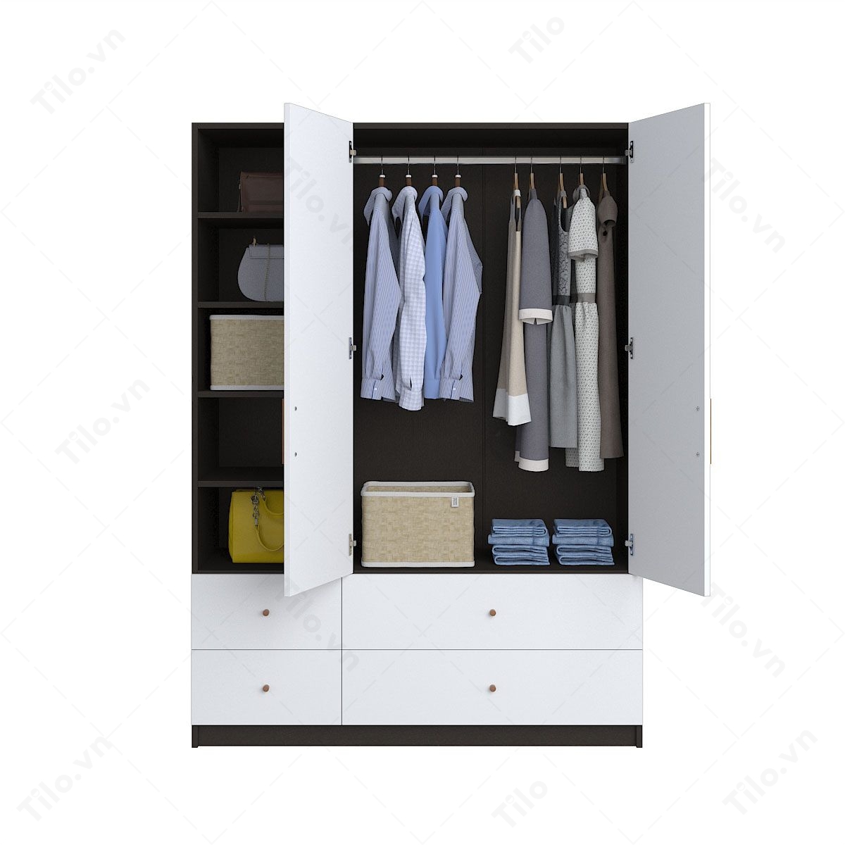 tủ quần áo gỗ công nghiệp 3 cánh hiện đại