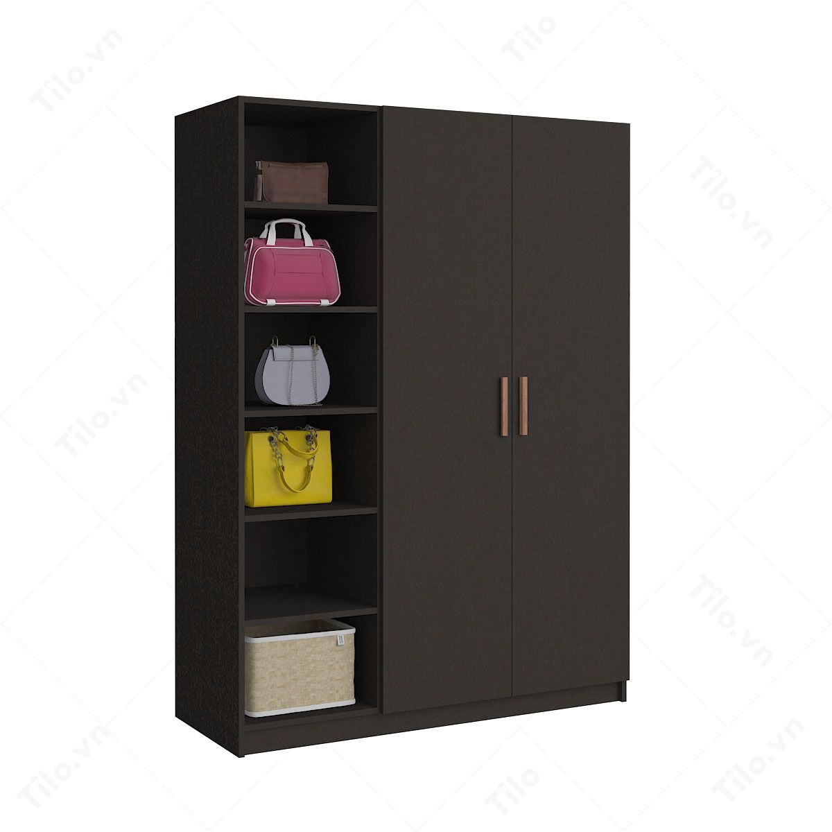tủ quần áo 3 cánh gỗ công nghiệp màu đen