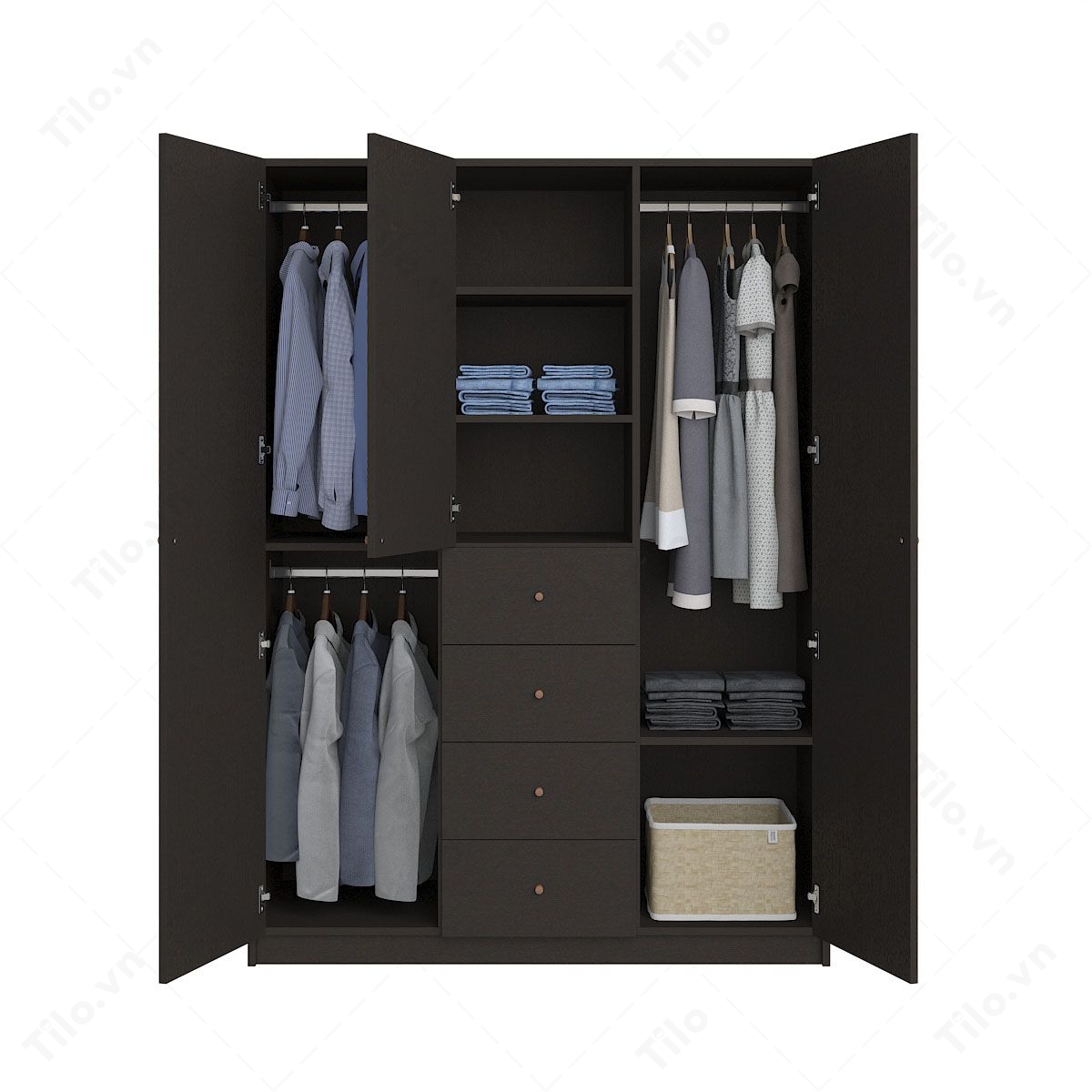 Tủ quần áo gỗ MDF màu đen